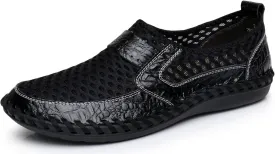 Men's Mesh Breathable Walking Loafers Outdoor Lightweight Slip-on Mesh Casual Shoes Stitching Honeycomb Hiking Shoes