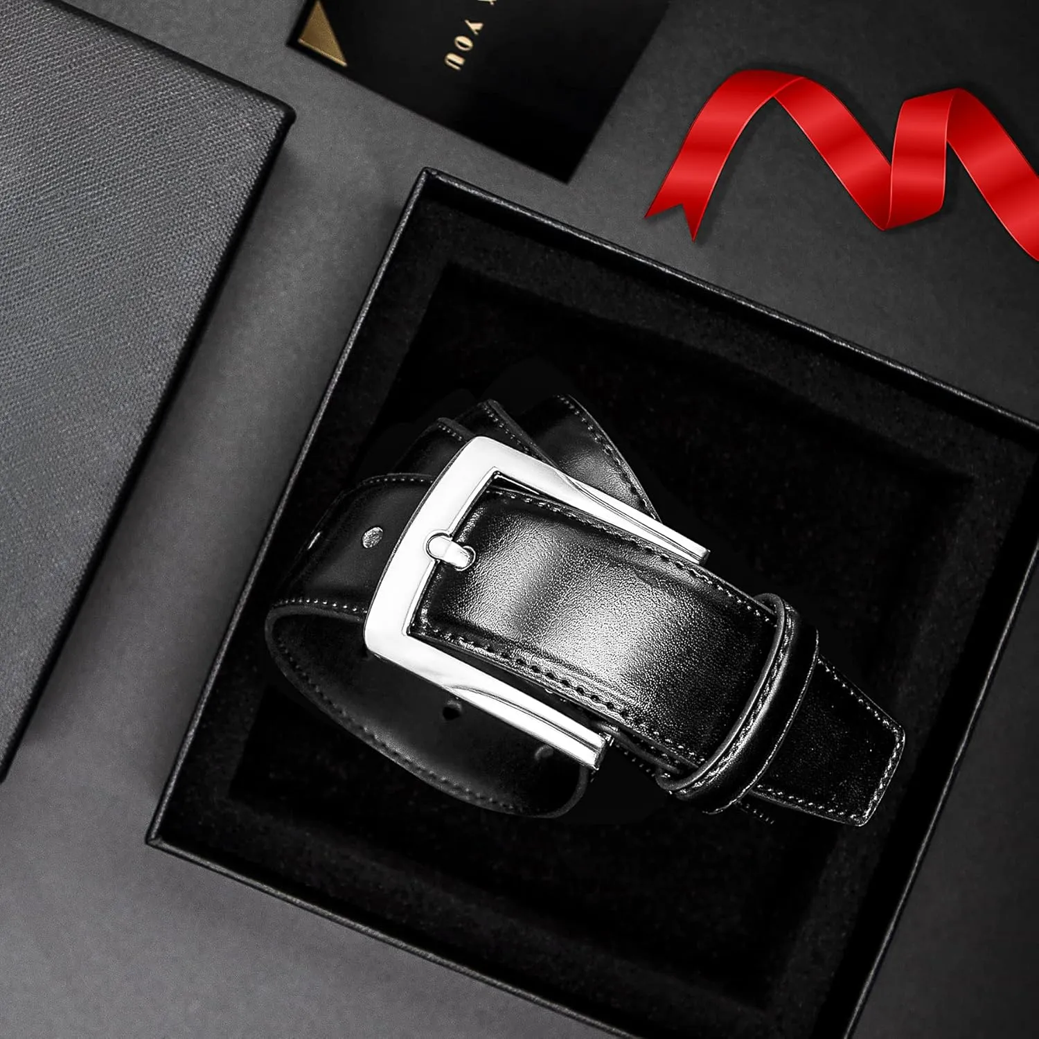 MILORDE Men's Genuine Leather Dress Belt, Handmade, 100% Cow Leather, Fashion & Classic Designs for Work Business and Casual