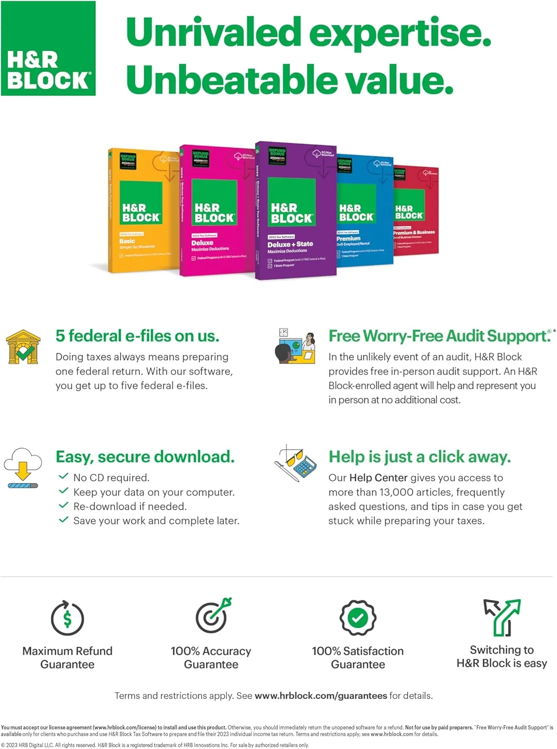 (Old Version) H&R Block Tax Software Premium & Business 2023 with Refund Bonus Offer (Amazon Exclusive) (PC Download)