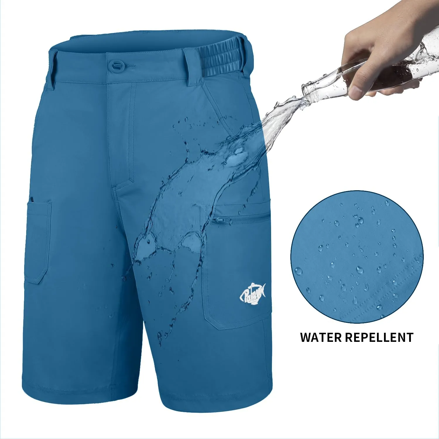 Palmyth Men's Fishing Short Quick Dry 10.5?? Sun Protection UV UPF 50  Cargo Shorts Water Resistant for Saltwater Freshwater
