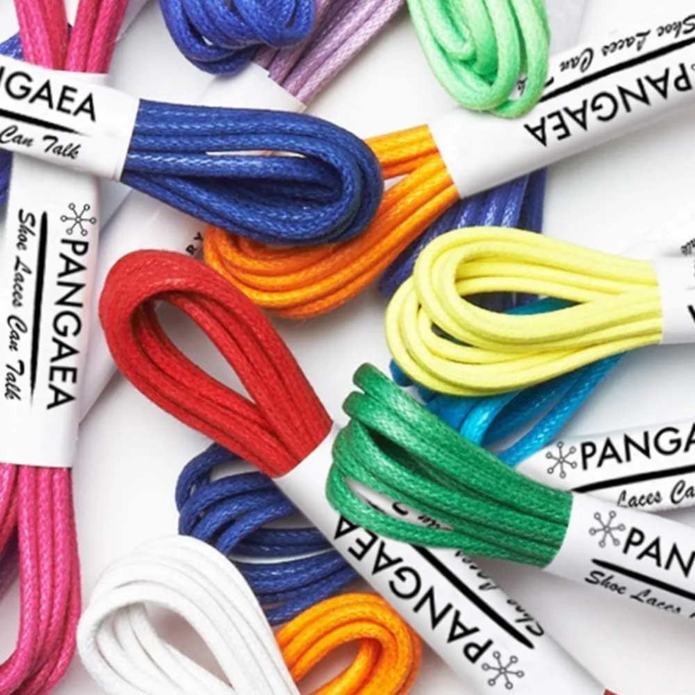 PANGAEA [4 Laces] 2-Pair Pack Waxed Round Oxford Shoe Laces for Dress Shoes Chukka 3/32Inch Thin
