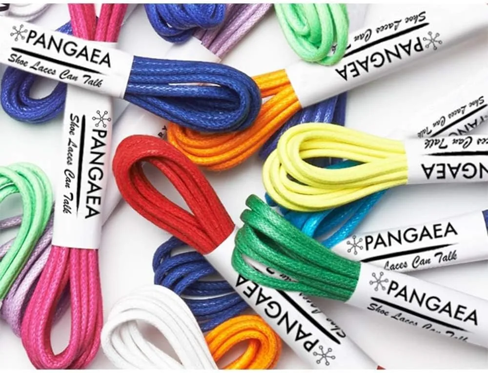 PANGAEA [4 Laces] 2-Pair Pack Waxed Round Oxford Shoe Laces for Dress Shoes Chukka 3/32Inch Thin