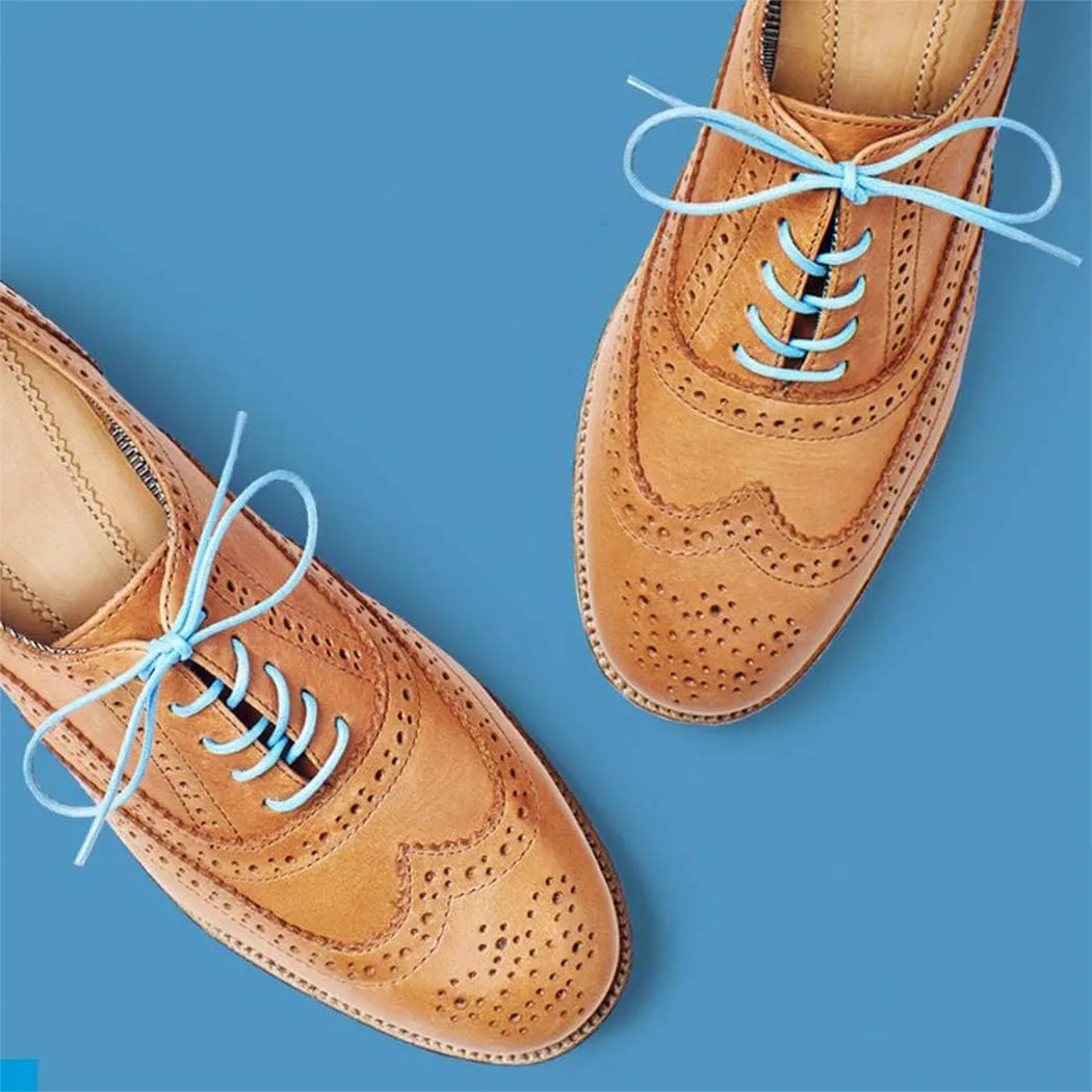 PANGAEA [4 Laces] 2-Pair Pack Waxed Round Oxford Shoe Laces for Dress Shoes Chukka 3/32Inch Thin