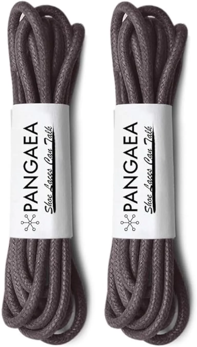 PANGAEA [4 Laces] 2-Pair Pack Waxed Round Oxford Shoe Laces for Dress Shoes Chukka 3/32Inch Thin