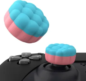 PlayVital Thumbs Cushion Caps Thumb Grips for ps5/ps4, Thumbstick Grip Cover Joystick Caps for Xbox Series X/S, Xbox One, Elite Series 2, Switch Pro - Puff Cloud Texture Design Aqua Blue & Coral Pink