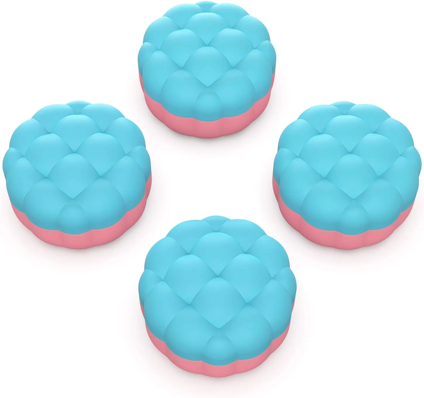 PlayVital Thumbs Cushion Caps Thumb Grips for ps5/ps4, Thumbstick Grip Cover Joystick Caps for Xbox Series X/S, Xbox One, Elite Series 2, Switch Pro - Puff Cloud Texture Design Aqua Blue & Coral Pink
