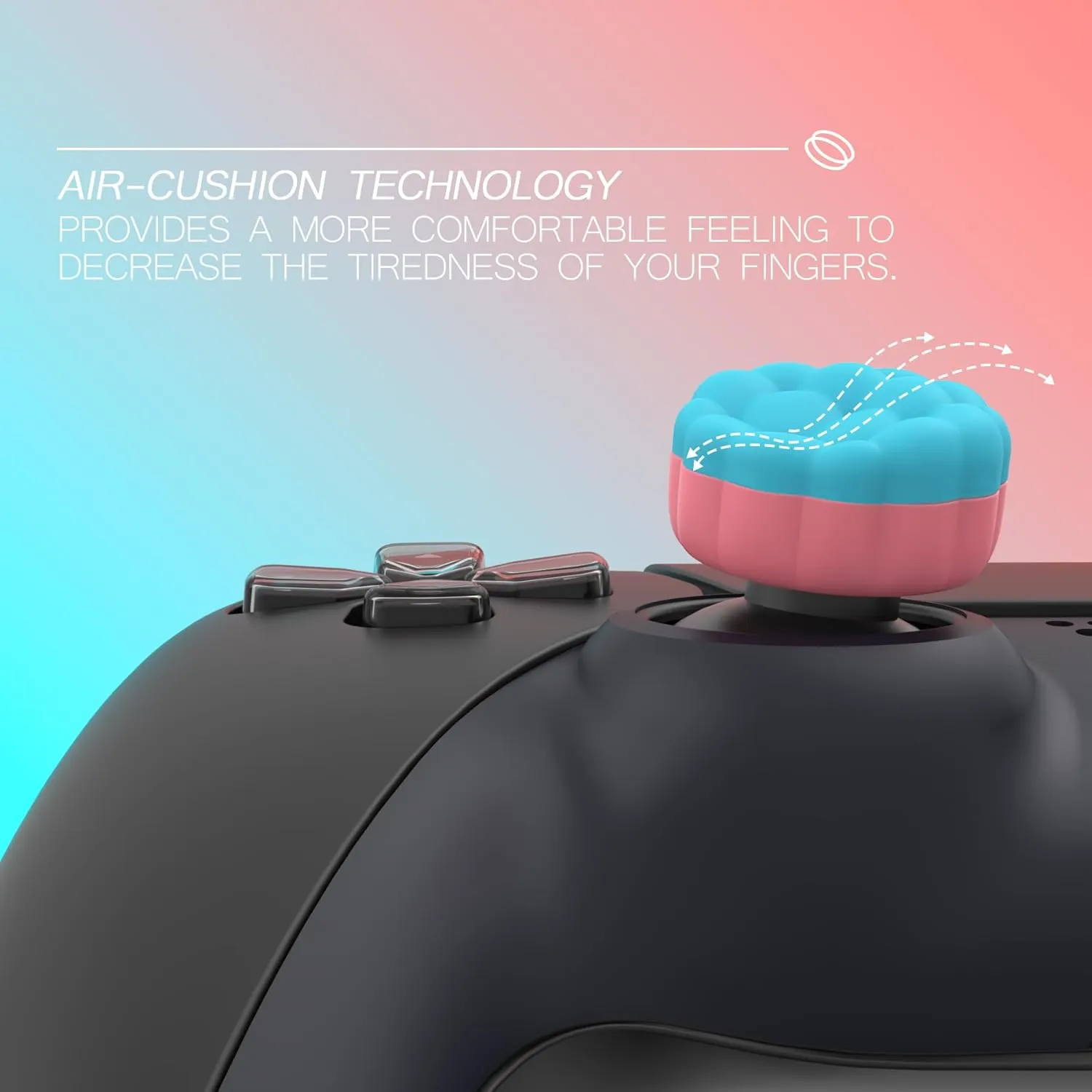 PlayVital Thumbs Cushion Caps Thumb Grips for ps5/ps4, Thumbstick Grip Cover Joystick Caps for Xbox Series X/S, Xbox One, Elite Series 2, Switch Pro - Puff Cloud Texture Design Aqua Blue & Coral Pink