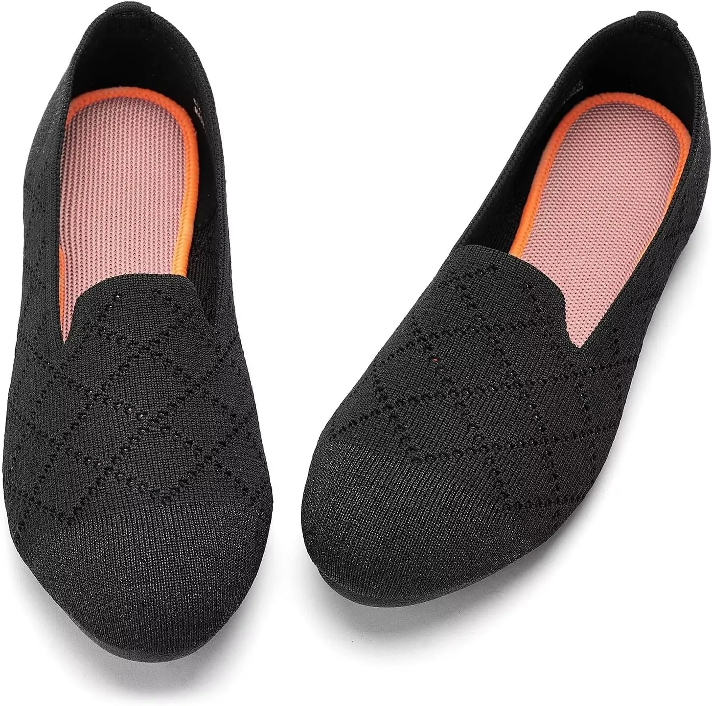poemlady Womens Ballet Flat Shoes Dress Shoes Knit Round Toe Slip On Ballerina Walking Flats Shoes for Woman Low Wedge Casual