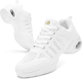 PPQ Women's Jazz Shoes Lace-up Sneakers Modern Dance Shoes Air Cushion Platform Walking Dance Shoes