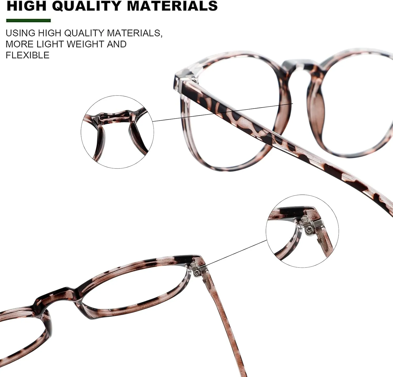 Przene 3 Pack Blue Light Blocking Glasses Women/Men,Retro Round Computer Glasses Anti Eye Strain/UV/Glare, Gaming Glasses. (Black/Crystal/Transparent Amber)