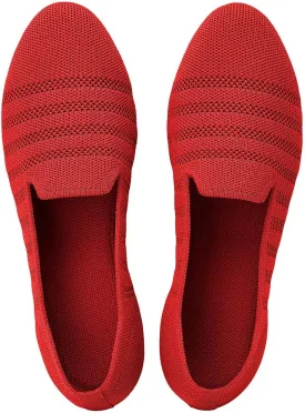 Puxowe Women's Knit Ballet Flats Slip-On Shoes with Low Wedge Sole - Comfortable Round Toe Shoes for Walking, Dress & Casual Outfits