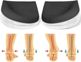 Skyfoot 3 Layers Adjustable Heel Wedge Inserts for Supination & Pronation Correction, Adhesive Medial & Lateral Heel Insoles for Bow Legs, Knee Pain, Foot Alignment (L: W 7-11, M 7-10, Black)