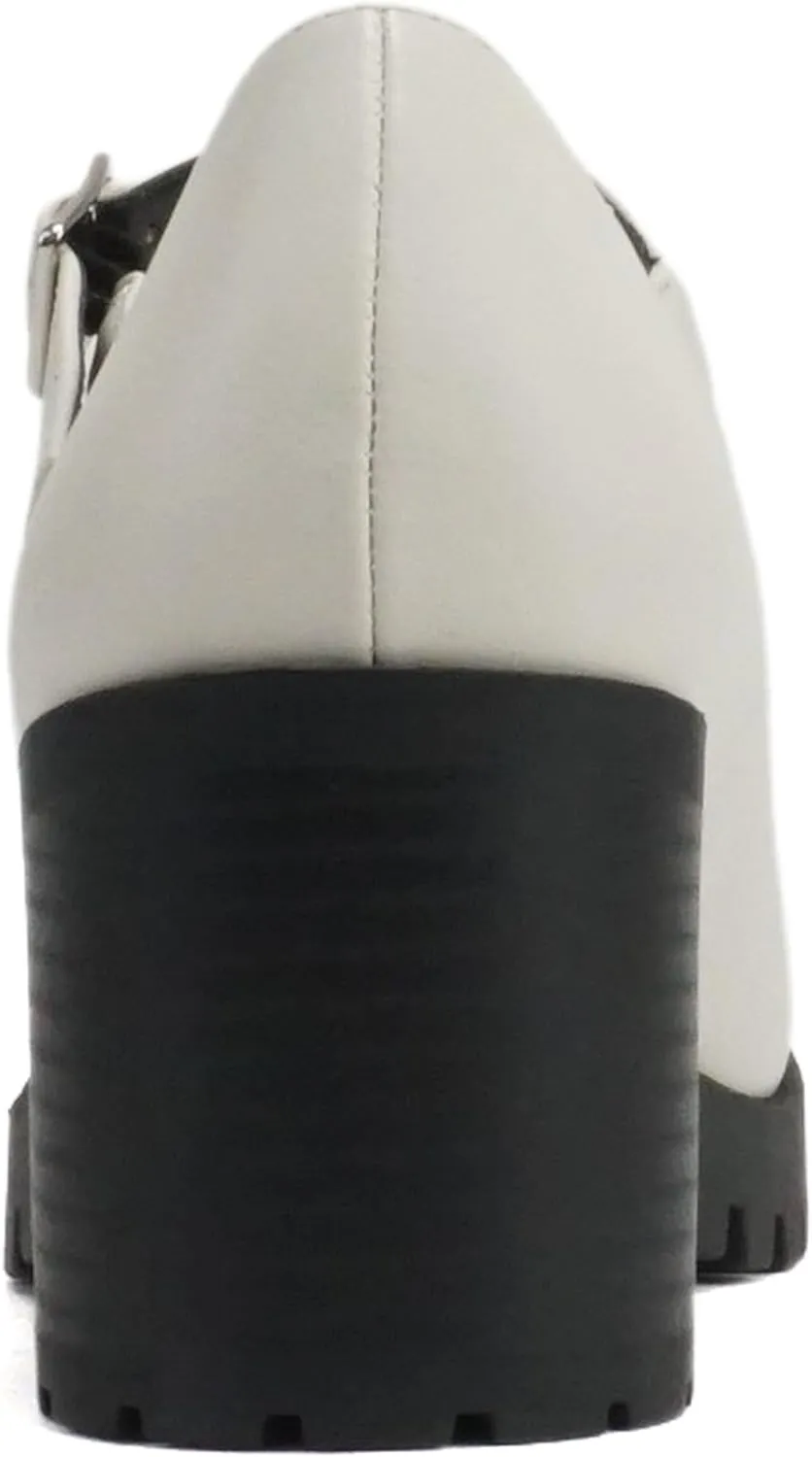 Soda Boxer ~ Women Mary Jane Round Toe Chunky Block Heel Lug Sole Pump with Adjustable Strap