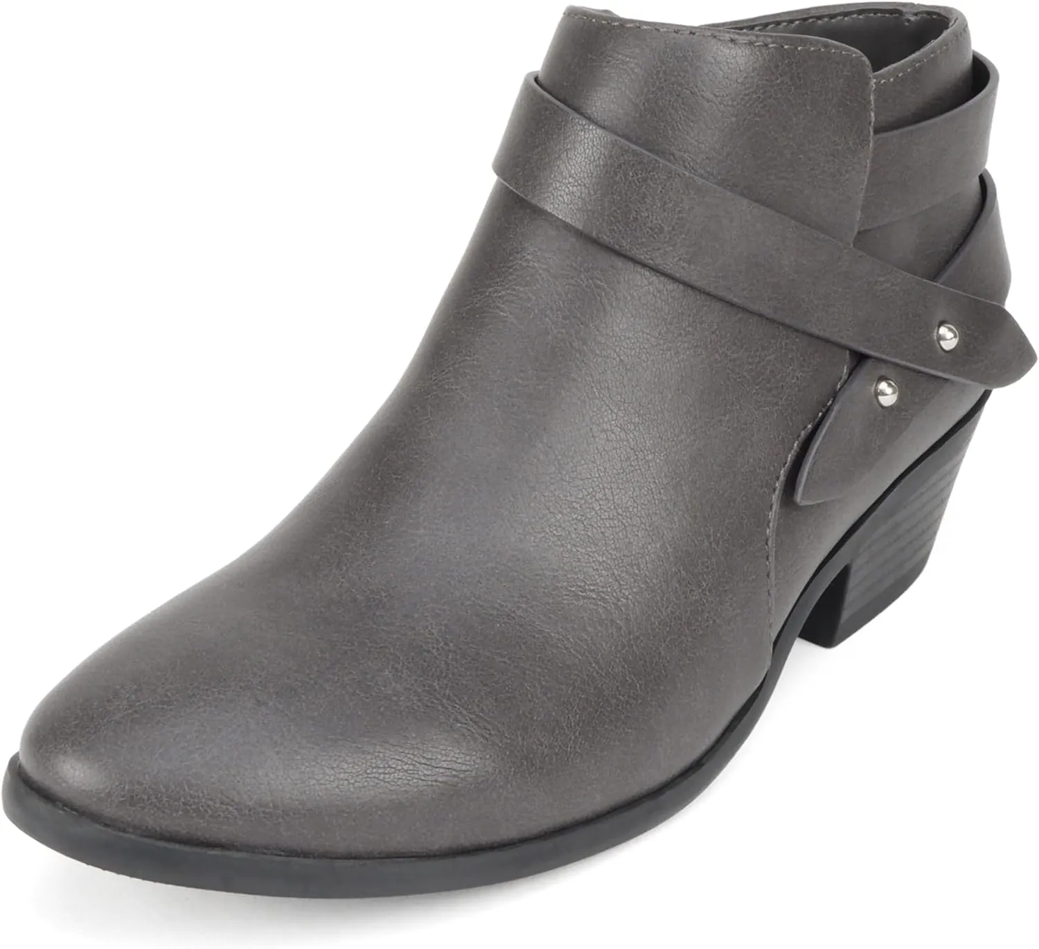 Soda SWEETEN Women's Fashion Closed Toe Multi Strap Ankle Bootie Block Heel (Wide Fit Available)