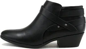 Soda SWEETEN Women's Fashion Closed Toe Multi Strap Ankle Bootie Block Heel (Wide Fit Available)