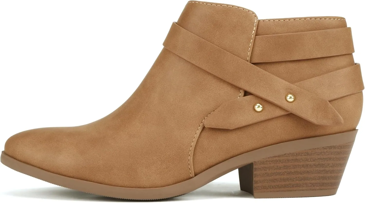 Soda SWEETEN Women's Fashion Closed Toe Multi Strap Ankle Bootie Block Heel (Wide Fit Available)