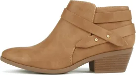Soda SWEETEN Women's Fashion Closed Toe Multi Strap Ankle Bootie Block Heel (Wide Fit Available)