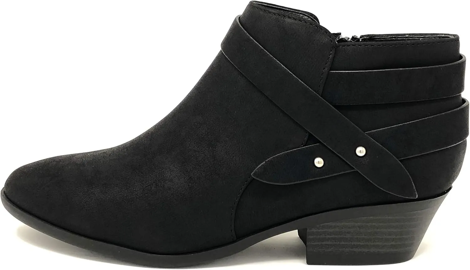 Soda SWEETEN Women's Fashion Closed Toe Multi Strap Ankle Bootie Block Heel (Wide Fit Available)