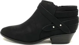 Soda SWEETEN Women's Fashion Closed Toe Multi Strap Ankle Bootie Block Heel (Wide Fit Available)