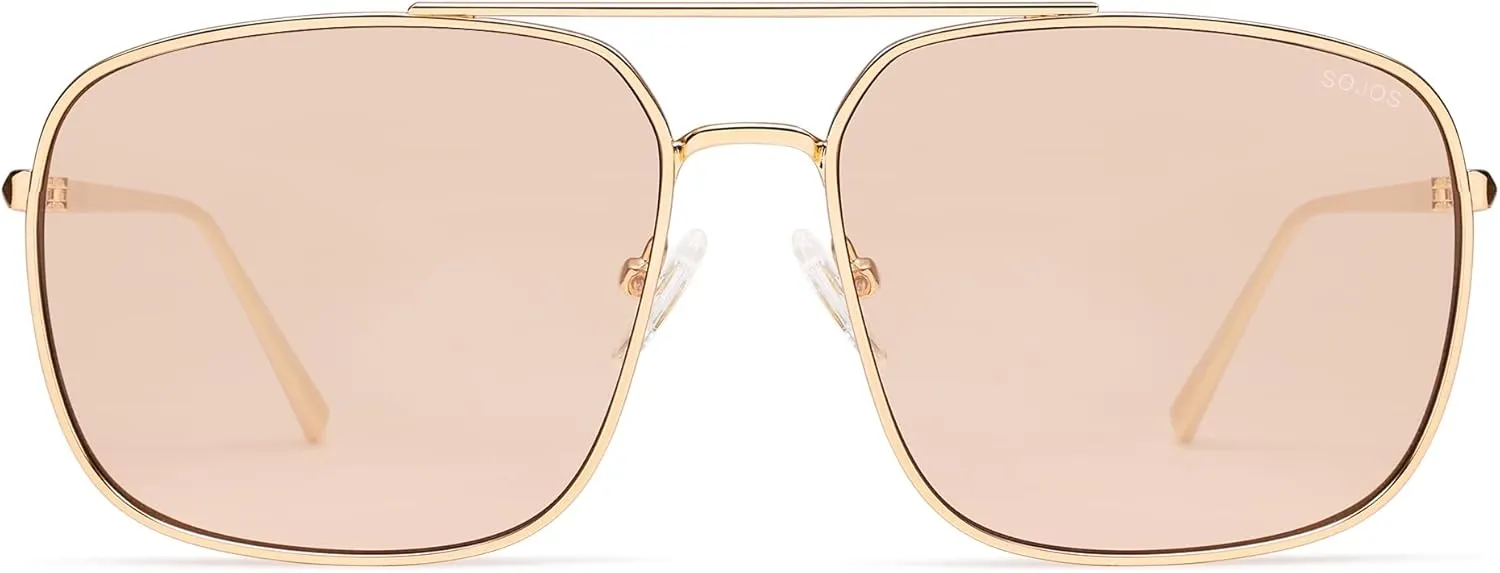 SOJOS Retro Square Aviator Sunglasses Womens Mens Aesthetic Y2k Light Lens Shades SJ1176