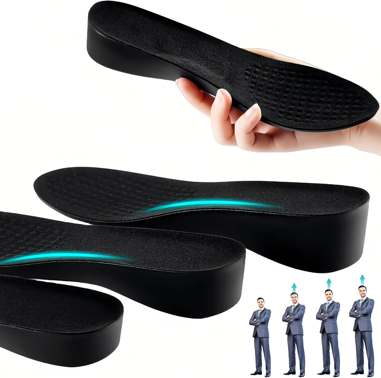 Taller Shoe Insert,Brandone Orthopedic Highpads for Men,Shoe Height Increase Booster Insoles Inserts,Heel Wedges,Rizzsoles,Heel Lifts for Achilles Tendonitis (10.43''Lx2''UP) (1Pair)