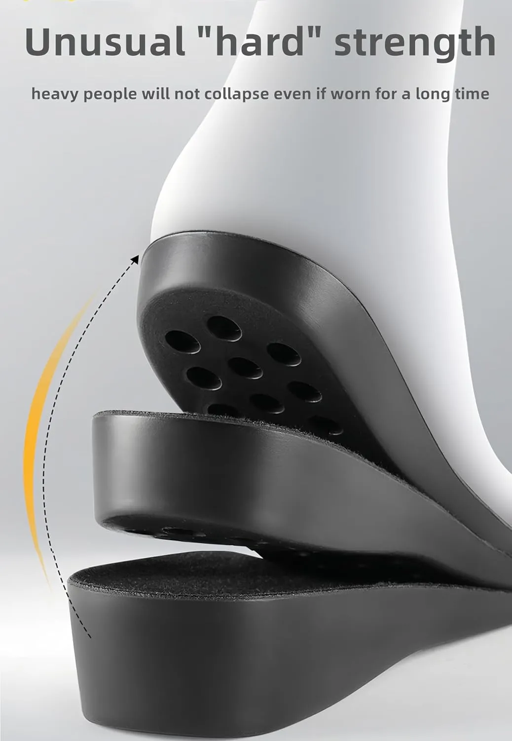 Taller Shoe Insert,Brandone Orthopedic Highpads for Men,Shoe Height Increase Booster Insoles Inserts,Heel Wedges,Rizzsoles,Heel Lifts for Achilles Tendonitis (10.43''Lx2''UP) (1Pair)