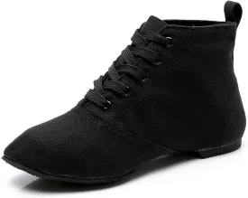 TINRYMX Canvas Lace Up Dance Shoes Split Sole Ballroom Jazz Modern Dance Boots for Women