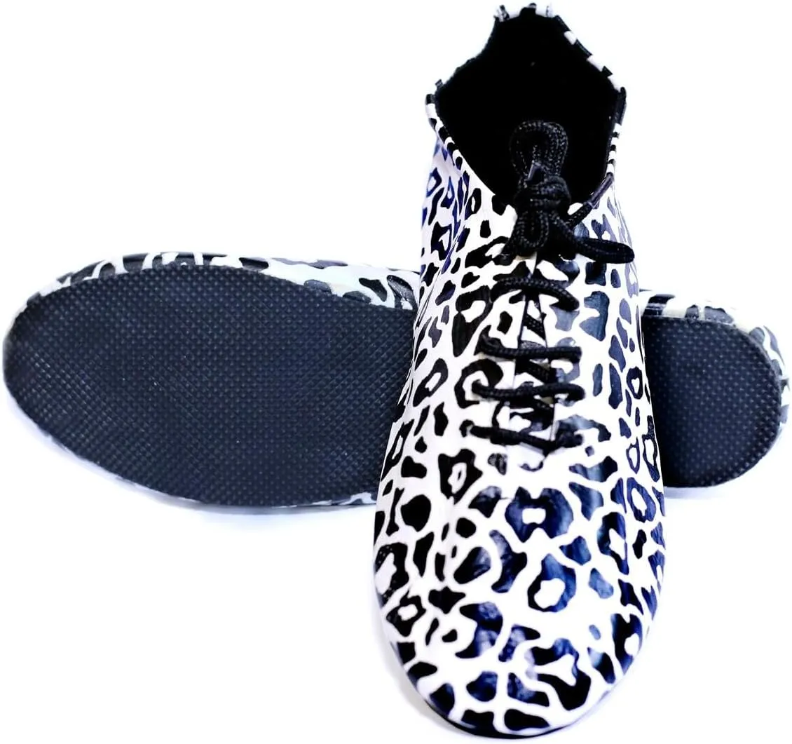 Toddler & Kids Premium Leather lace up Jazz Dance Shoes- Full Rubber Sole Non Slip Jazz Shoes - Unisex Modern Stage Dance Shoes