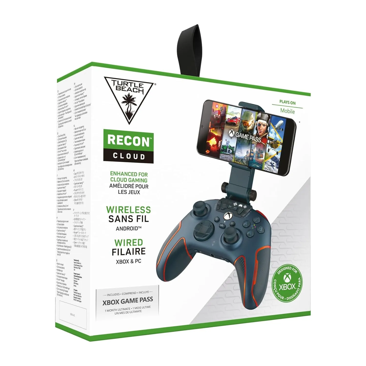 Turtle Beach Recon Cloud Wired Game Controller with Bluetooth for Xbox Series X|S, Xbox One, Windows, Android Mobile Devices  Remappable Buttons, Audio Enhancements, Superhuman Hearing  Blue Magma