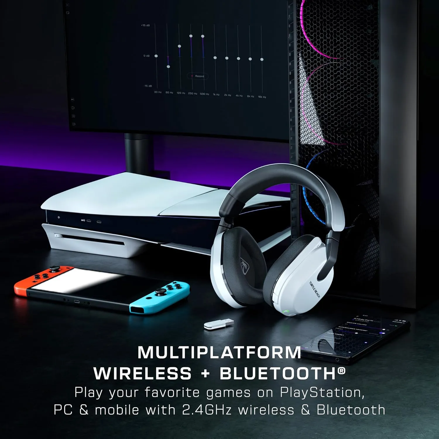 Turtle Beach Stealth 600 Wireless Multiplatform Amplified Gaming Headset for PS5, PS4, PC, & Mobile  Bluetooth, 80-Hr Battery, Noise-Cancelling Flip-to-Mute Mic, 50mm Speakers  White