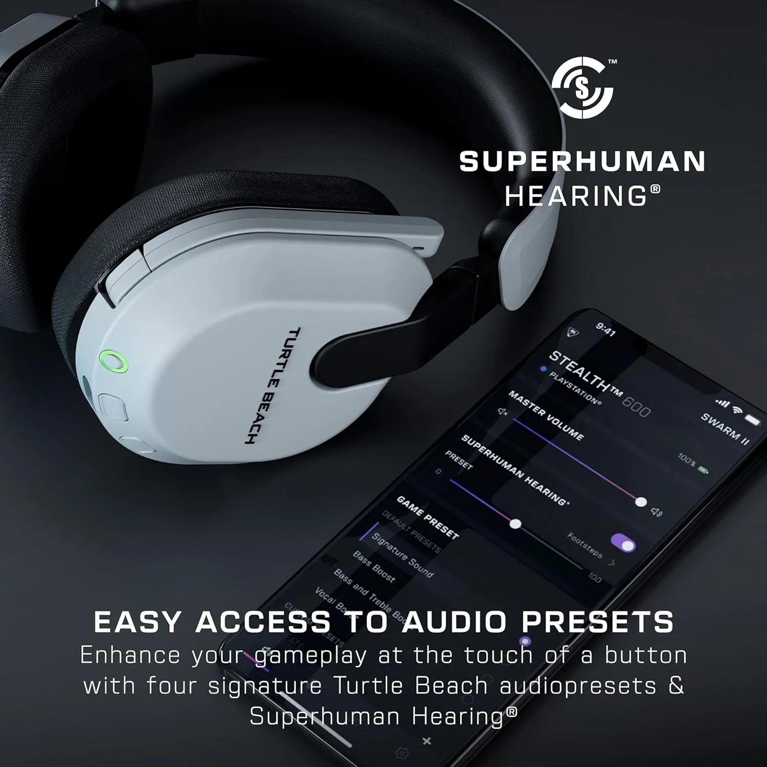 Turtle Beach Stealth 600 Wireless Multiplatform Amplified Gaming Headset for PS5, PS4, PC, & Mobile  Bluetooth, 80-Hr Battery, Noise-Cancelling Flip-to-Mute Mic, 50mm Speakers  White