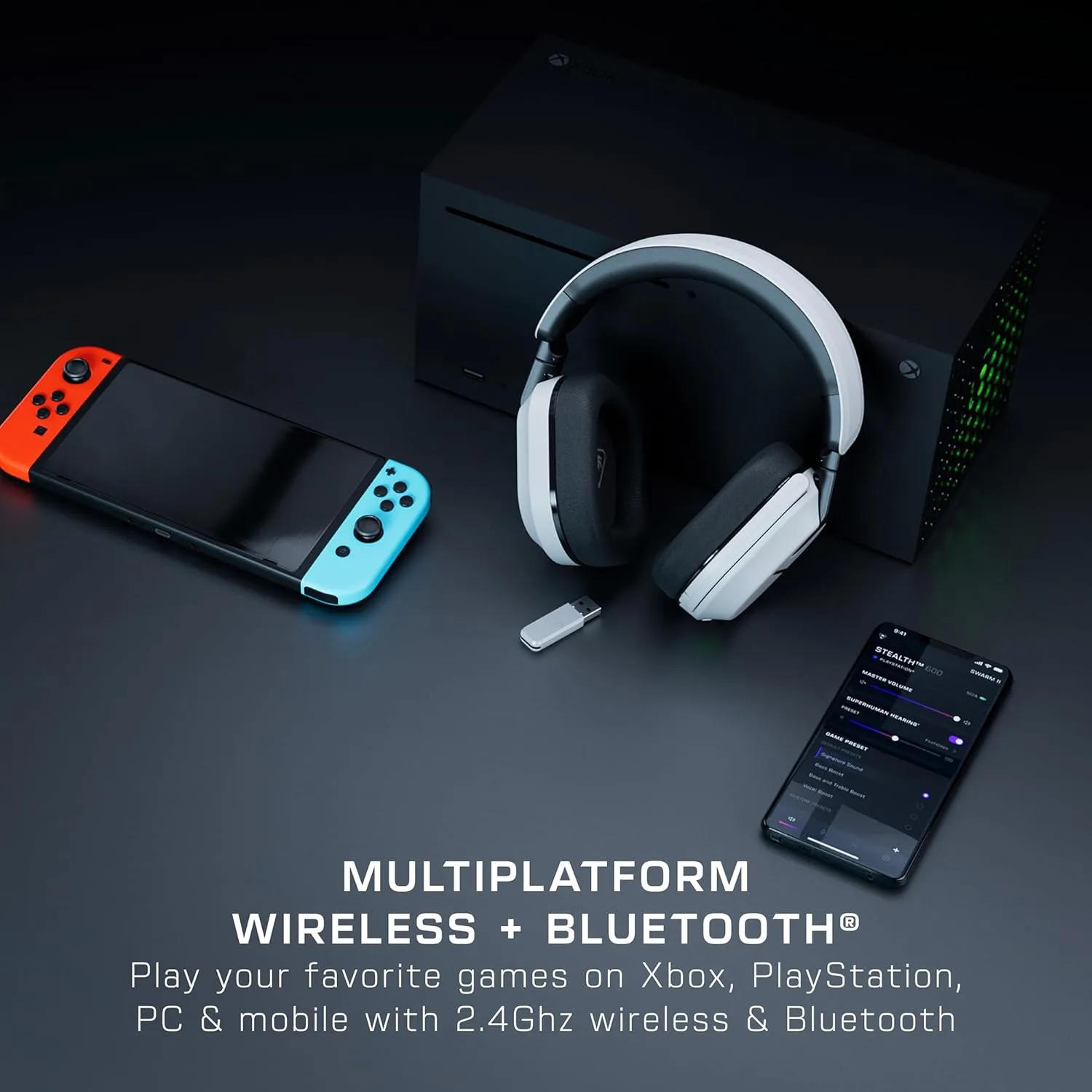 Turtle Beach Stealth 600 Wireless Multiplatform Amplified Gaming Headset for Xbox Series X|S, Xbox One, PC, PS5, PS4, & Mobile  Bluetooth, 80-Hr Battery, Noise-Cancelling Mic  White