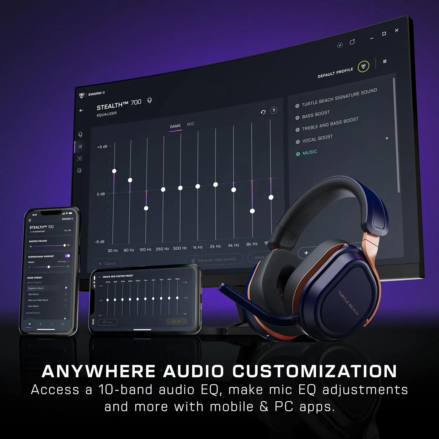 Turtle Beach Stealth 700 Gen 3 Wireless Multiplatform Amplified Gaming Headset for Xbox Series X|S, Xbox One, PC, PS5, Mobile  60mm Drivers, AI Noise-Cancelling Mic, Bluetooth, 80-Hr Battery  Cobalt