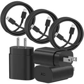 Type C Samsung Fast Charging,3Pack 25W Samsung Super Fast Charger Block with 10Ft USB C Charger Cable Compatible with Samsung Galaxy S24 Ultra/S23/S22/S21/S20/iPhone 15/15 Plus/15 Pro/15 Pro Max