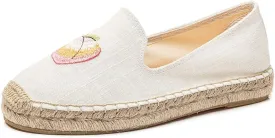 U-lite Women's Cap-Toe Slip on Flats Shoes Platform Espadrilles Embroidery Canvas Linen Loafers