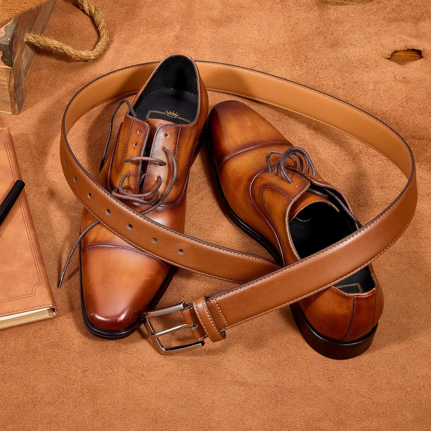 VATAN Men's Genuine Leather Dress Belts, Handmade Classic Every Day Leather Jeans Belt for Men Work Business Casual