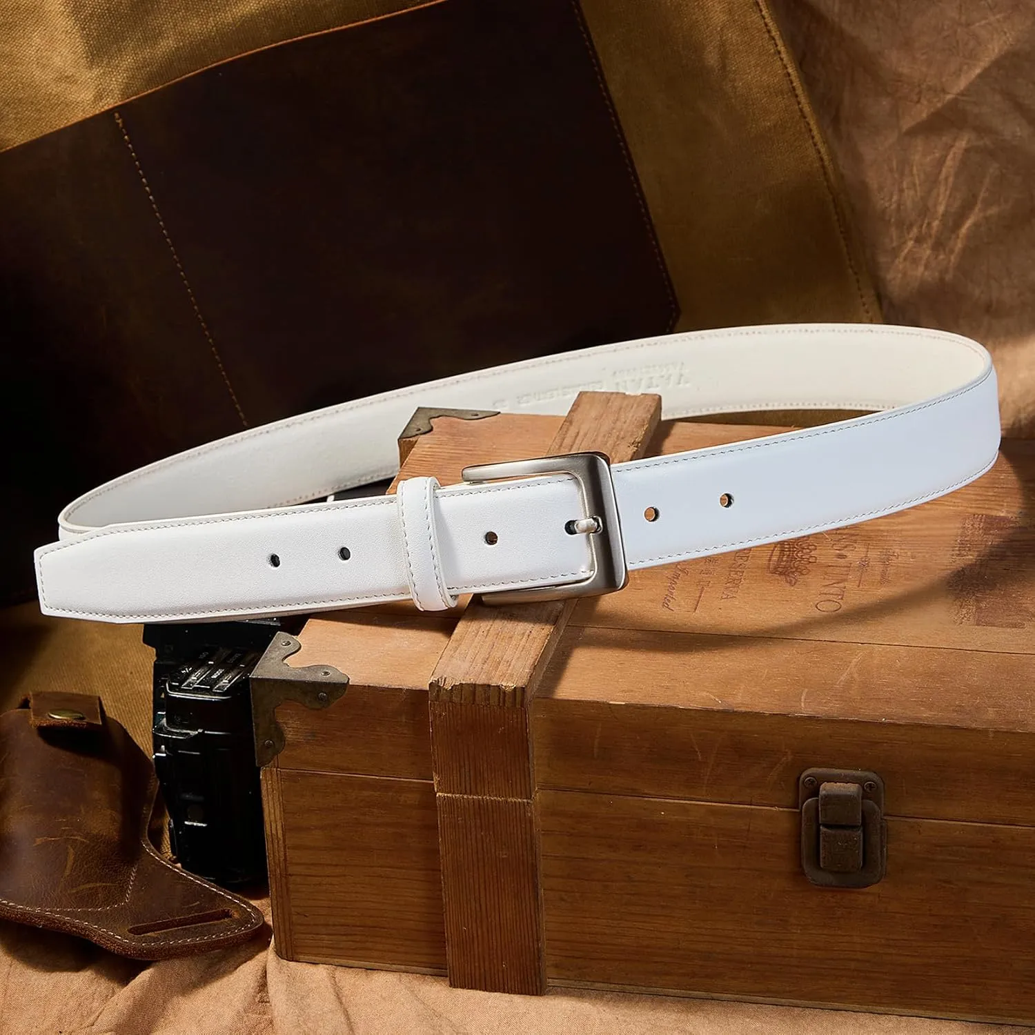 VATAN Men's Genuine Leather Dress Belts, Handmade Classic Every Day Leather Jeans Belt for Men Work Business Casual