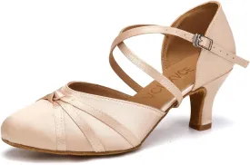 Women's Ballroom Dance Shoes Closed Toe Latin Salsa Ladies Waltz Social Dancing Heels Shoes