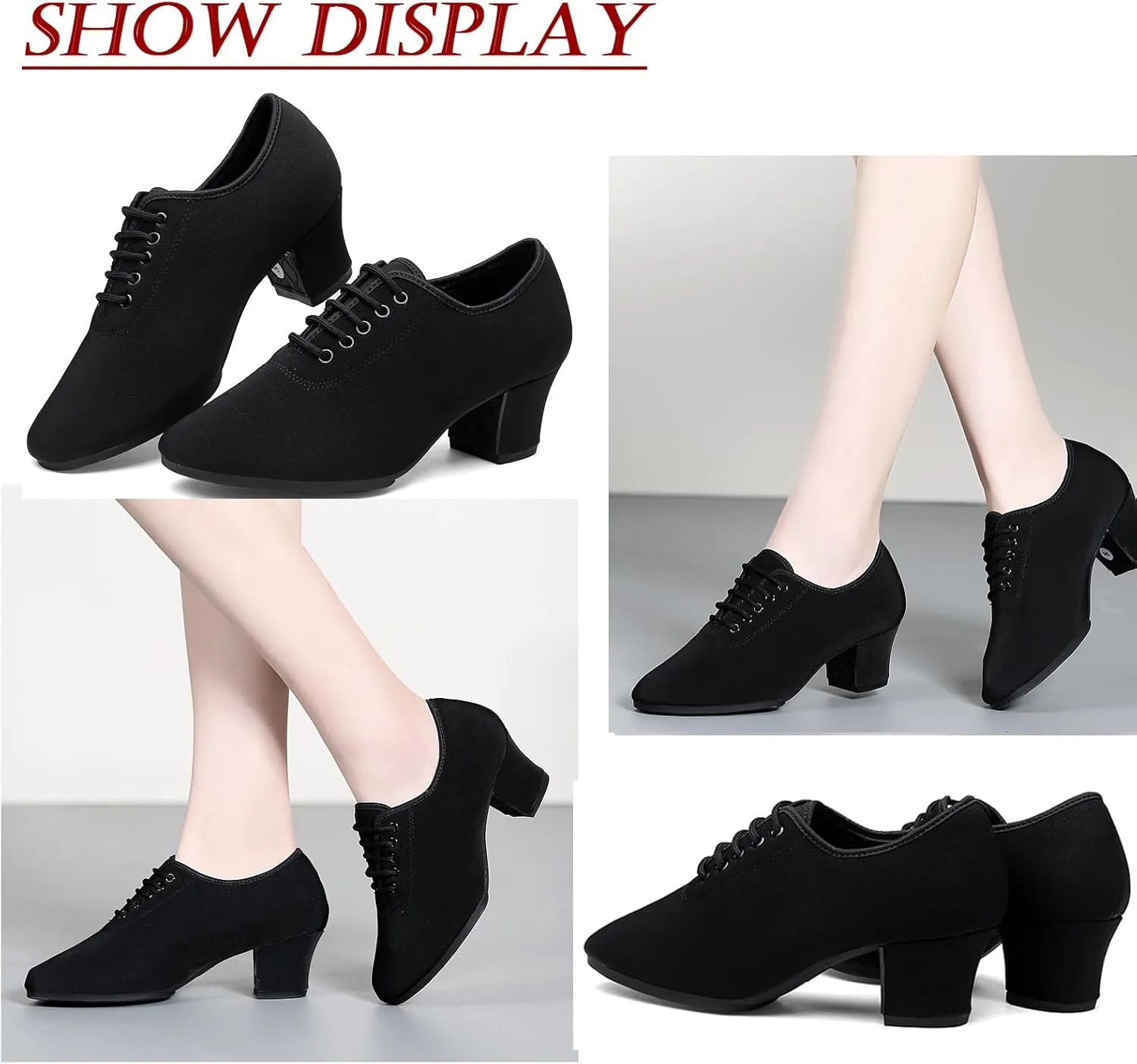 Women's Ballroom Dance Shoes Lace-up Closed Toe Suede Sole Professional Modern Salsa Latin Teaching Practice Performance Dance Shoes