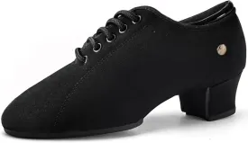 Women's Ballroom Dance Shoes Lace-up Closed Toe Suede Sole Professional Modern Salsa Latin Teaching Practice Performance Dance Shoes,Black,6.5