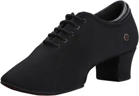 Women's Ballroom Dance Shoes Lace-up Closed Toe Suede Sole Professional Modern Salsa Latin Teaching Practice Performance Dance Shoes,Black,8.5