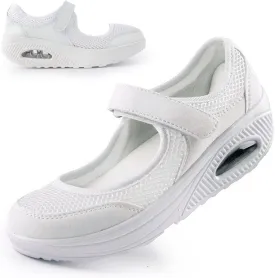 Womens Mesh Walking Shoes Working Nurse Shoes Non-Slip Adjustable Breathable Wedges Slip-on Mary Janes Sneaker Fitness Casual Nursing Orthotic Arthritis,Diabetes,Plantar Fasciitis,Lightweight Shoes